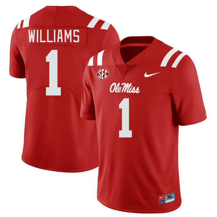 Ole Miss Rebels #1 Ayden Williams College Football Jerseyes Stitched Sale-Red